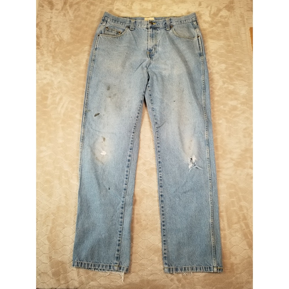 Red Head Brand Mens Light Wash Jeans Sz 36x33* Distressed Painted Holes Grunge